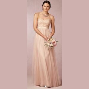 BHLDN Jenny Yoo Juliette Dress Rose Quart 14 Strapless Lace Tulle